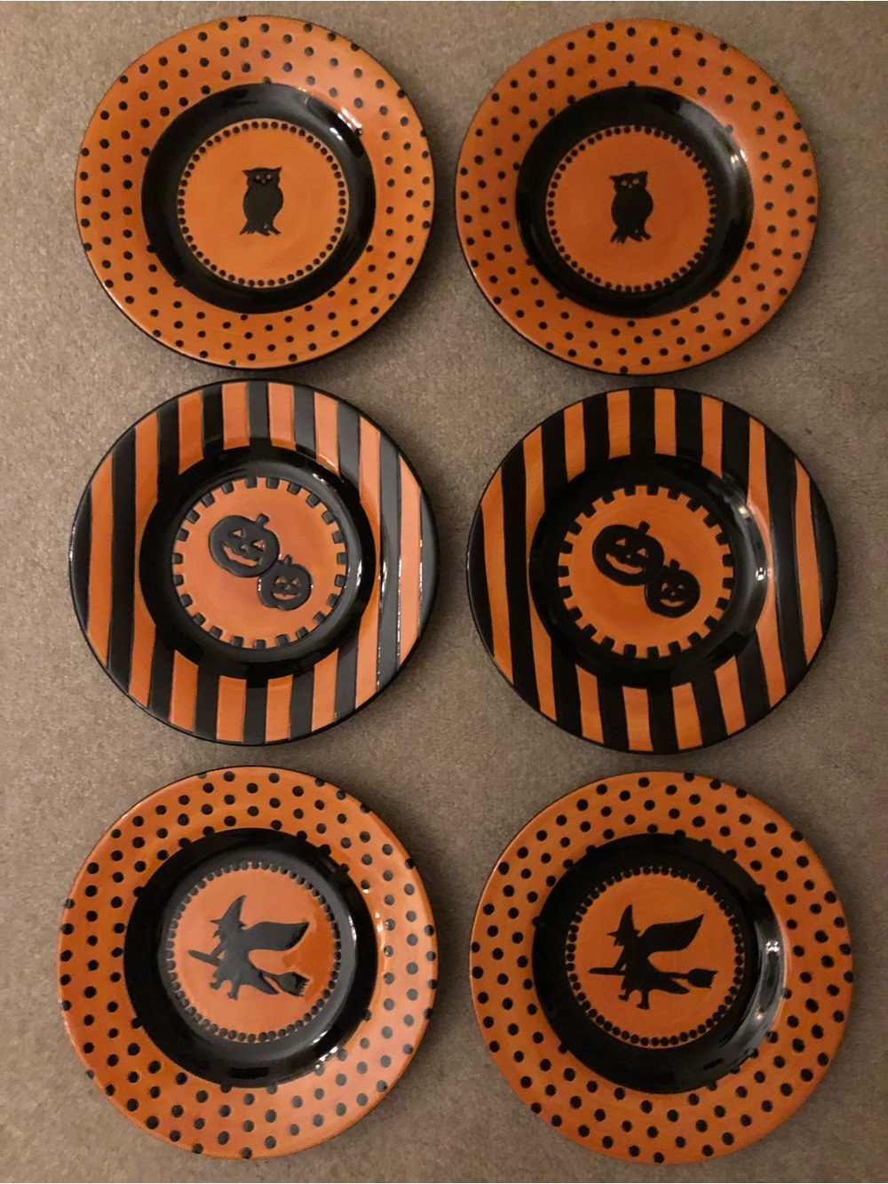 Tabletops Lifestyles Silhouette Halloween Black Ceramic Plates set of 6